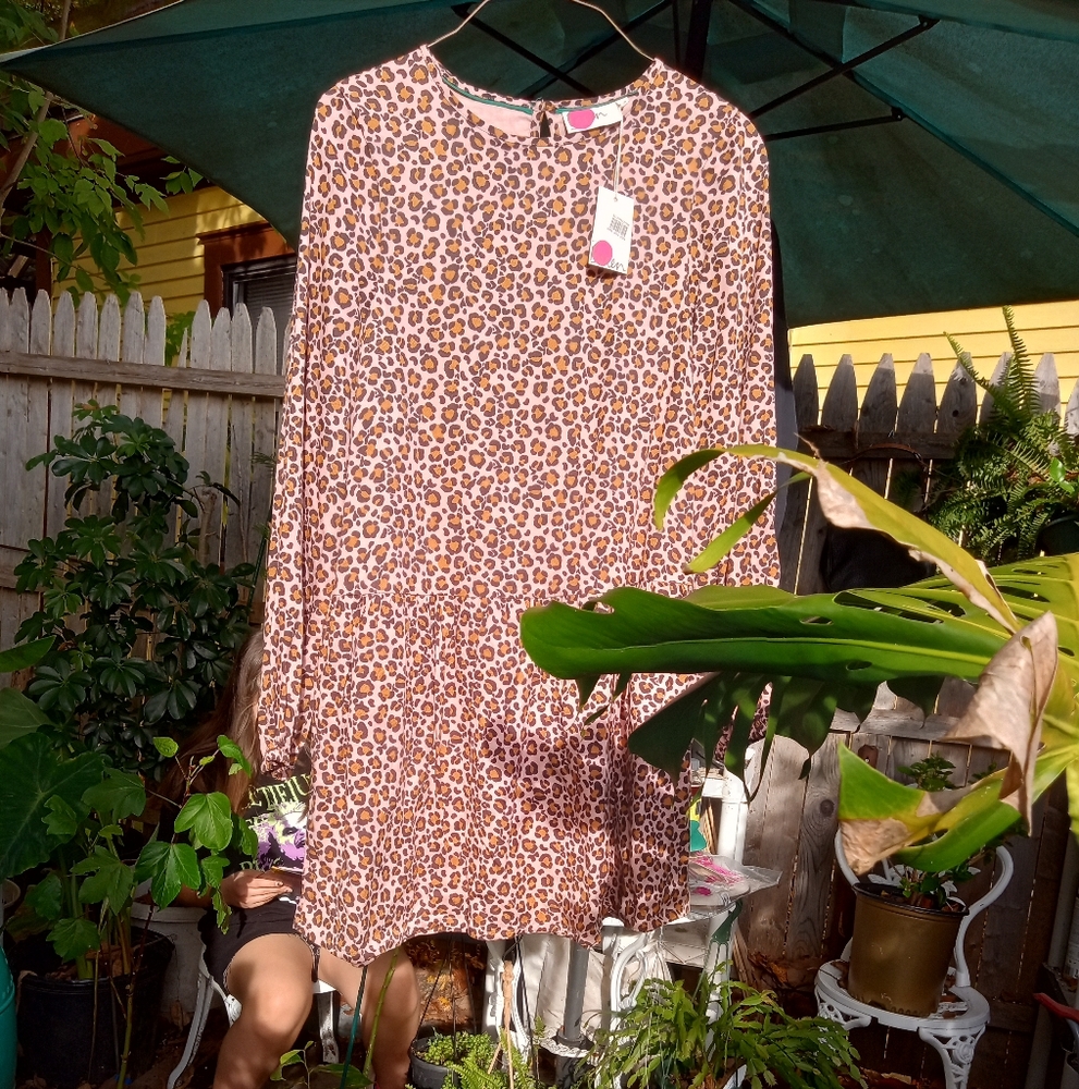 Mini Boden Cheetah or Leopard Print Drop Waist Dress 11-12